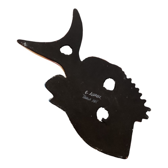 Tonala Signed E. Alvarez Hand Painted Tropical Fish Wall Decor Mexico Pottery - Picture 2 of 15